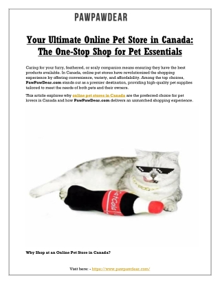 Your Ultimate Online Pet Store in Canada: The One-Stop Shop for Pet Essentials