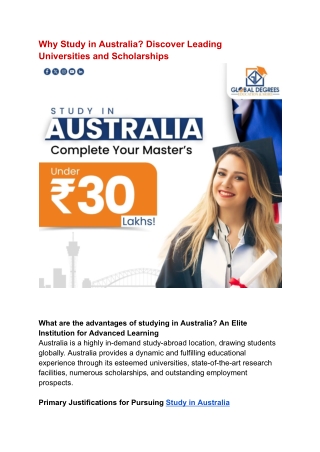 Why Study in Australia? Discover Leading Universities and Scholarships