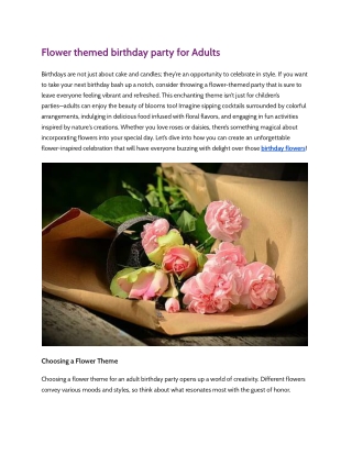 Flower themed birthday party for Adults