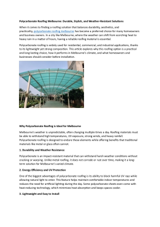 Polycarbonate Roofing Melbourn1