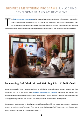 Business Mentoring Programs - Unlocking Development and Achievement