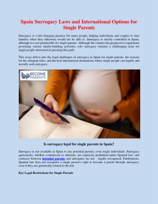 Spain Surrogacy Laws and International Options for Single Parents