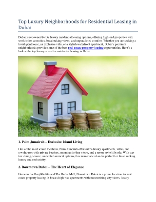 Top Luxury Neighborhoods for Residential Leasing in Dubai