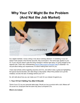 Why Your CV Might Be the Problem (And Not the Job Market)