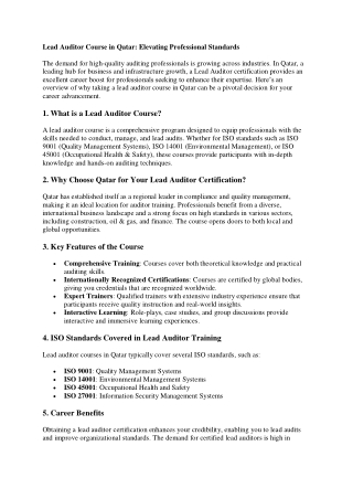 lead auditor course in qatar