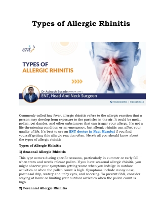 Types of Allergic Rhinitis