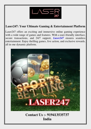 Laser247 Your Ultimate Gaming & Entertainment Platform