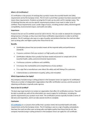 CE certification- Aus