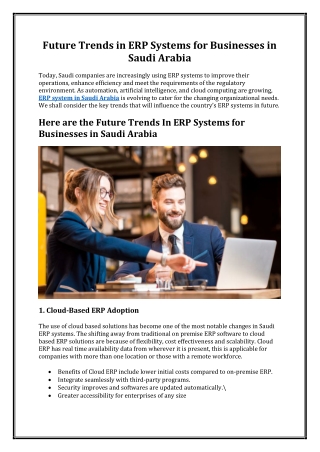 Future Trends in ERP Systems for Businesses in Saudi Arabia