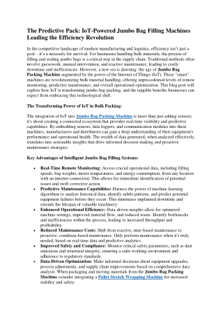 The Predictive Pack IoT-Powered Jumbo Bag Filling Machines Leading the Efficiency Revolution