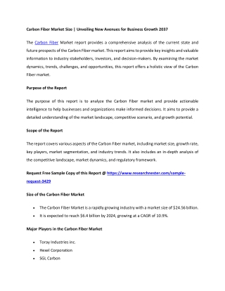 Carbon Fiber Market Latest Research Report with Growth Estimate till 2037