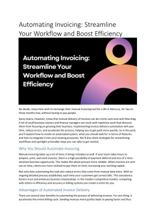 Automating Invoicing: Streamline Your Workflow and Boost Efficiency