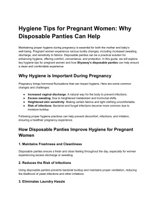 Hygiene Tips for Pregnant Women: Why Disposable Panties Can Help
