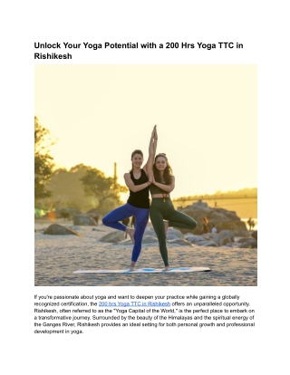 _200 Hrs Yoga TTC in Rishikesh