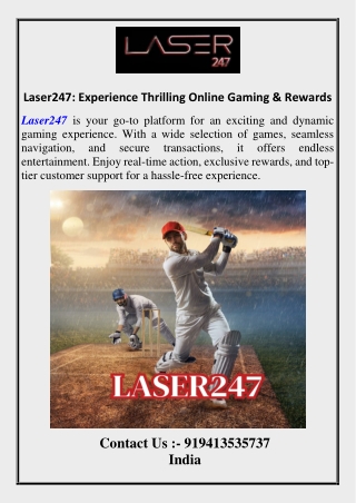 Laser247 Experience Thrilling Online Gaming & Rewards