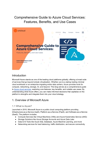 Comprehensive Guide to Azure Cloud Services_ Features, Benefits, and Use Cases