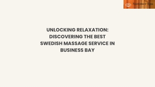 Unlocking Relaxation Discovering the Best Swedish Massage Service in Business Bay