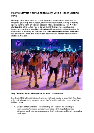 How to Elevate Your London Event with a Roller Skating Rink