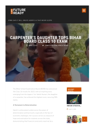 Carpenter’s Daughter Tops Bihar Board Class 10 Exam
