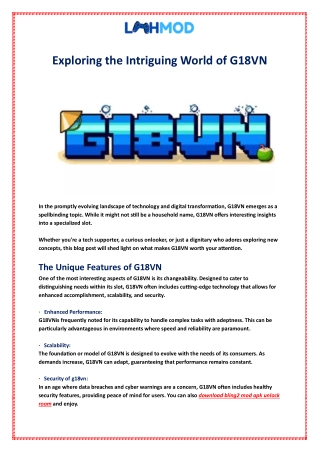 Exploring the Intriguing World of G18VN