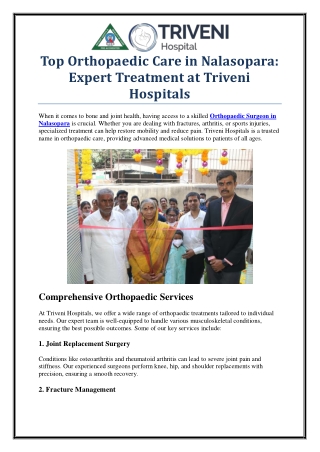 Experienced Orthopaedic Surgeon in Nalasopara – Triveni Hospitals
