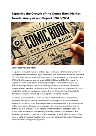 Exploring the Growth of the Comic Book Market Size and Report 2025-2034