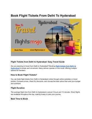 Flight tickets from Delhi To Hyderabad