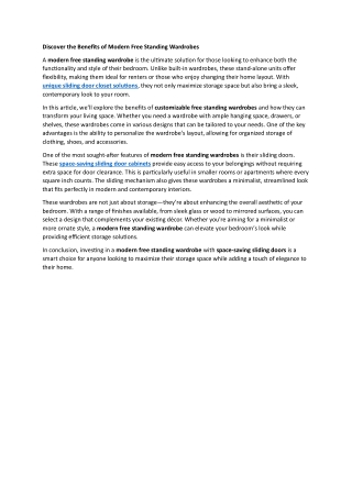 Discover the Benefits of Modern Free Standing Wardrobes