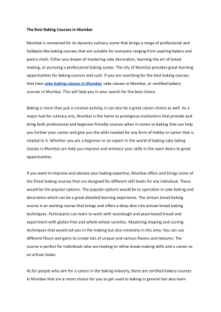 The Best Baking Courses in Mumbai