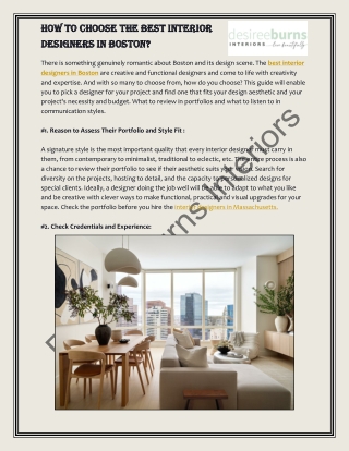 How to Choose the Best Interior Designers in Boston?