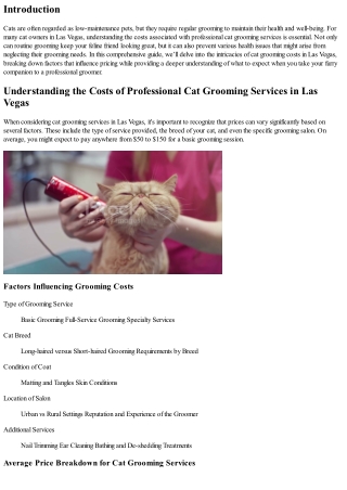 Understanding the Costs of Professional Cat Grooming Services in Las Vegas