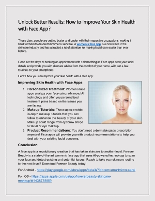 Unlock Better Results: How to Improve Your Skin Health with Face App?