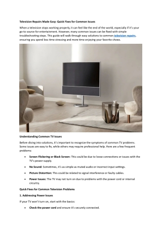 Television Repairs Made Easy