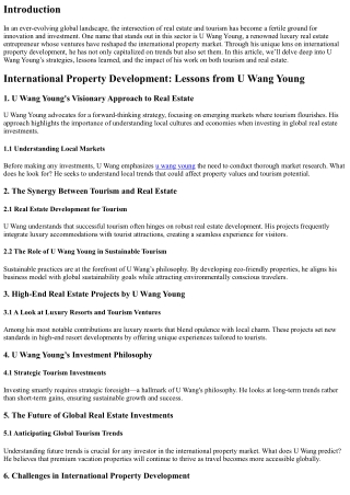 International Property Development: Lessons from U Wang Young