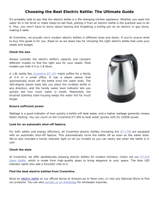 Choosing the Best Electric Kettle: The Ultimate Guide
