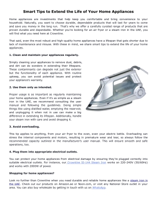 Smart Tips to Extend the Life of Your Home Appliances