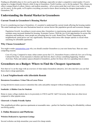 Greensboro on a Budget: Where to Find the Cheapest Apartments