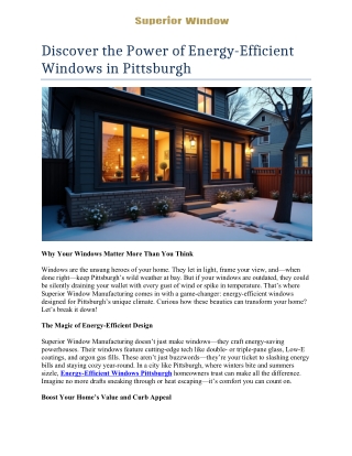 Discover the Power of Energy-Efficient Windows in Pittsburgh
