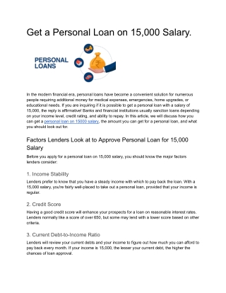 How to Get a Personal Loan on 15,000 Salary