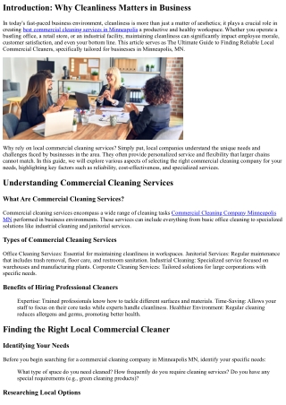 The Ultimate Guide to Finding Reliable Local Commercial Cleaners