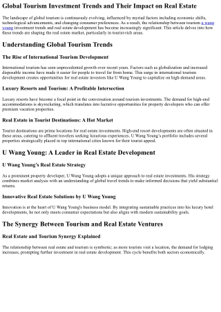 Global Tourism Investment Trends and Their Impact on Real Estate