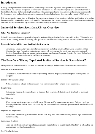 The Benefits of Hiring Top-Rated Janitorial Services in Scottsdale AZ