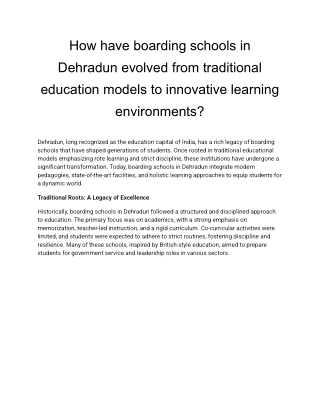 How have boarding schools in Dehradun evolved from traditional education models to innovative learning environments