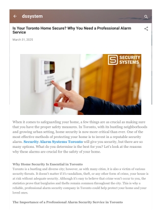 Is Your Toronto Home Secure Why You Need a Professional Alarm Service