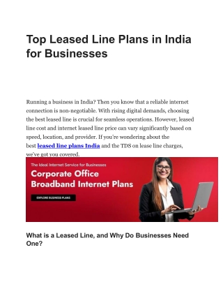 Top Leased Line Plans in India for Businesses