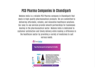 PCD Pharma Companies in Chandigarh