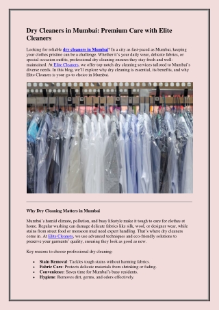 Dry Cleaners in Mumbai