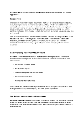 Industrial Odour Control_ Effective Solutions for Wastewater Treatment and Marine Applications