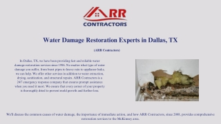 Water Damage Restoration Experts in Dallas, TX