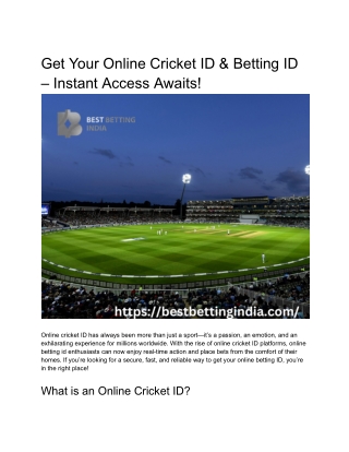 Get Your Online Cricket ID & Betting ID – Instant Access Awaits!